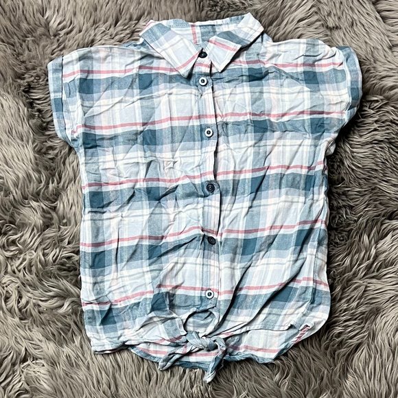 Roebuck & Co. | Girl's Woven Top | Blue & Pink Plaid | Various Sizes - Picture 1 of 2